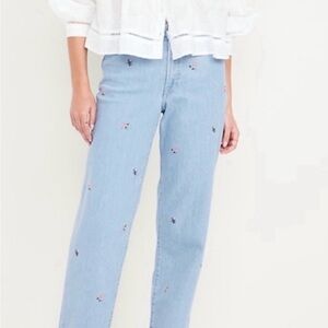 Old Navy Light Blue Embroidered Women Jeans